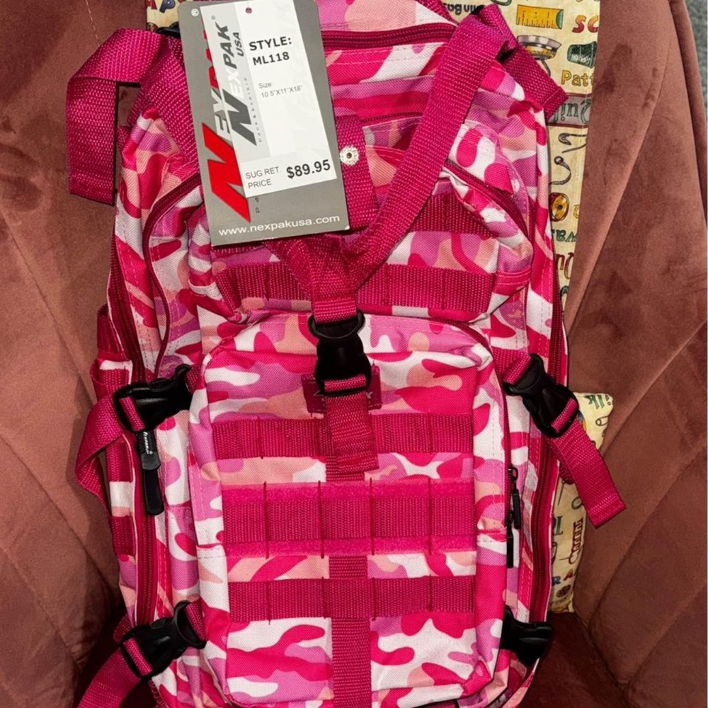 Brand new with tags hot pink camo back pack